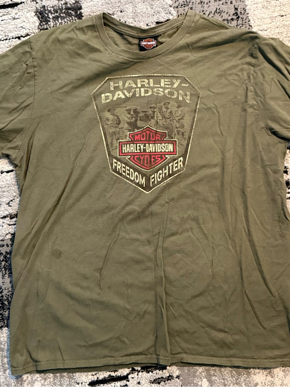 Harley-Davidson Olive Green 'Freedom Fighter' Graphic Short Sleeve Tee